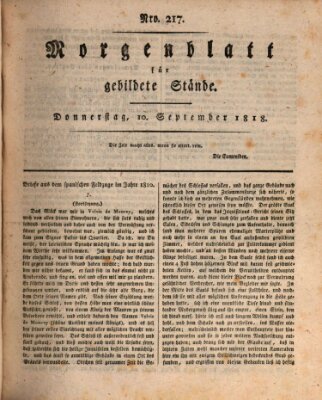 Morgenblatt für gebildete Stände Thursday 10. September 1818
