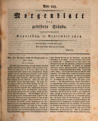 Morgenblatt für gebildete Stände Donnerstag 17. September 1818