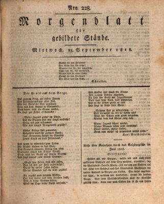 Morgenblatt für gebildete Stände Mittwoch 23. September 1818