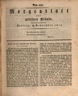 Morgenblatt für gebildete Stände Freitag 25. September 1818