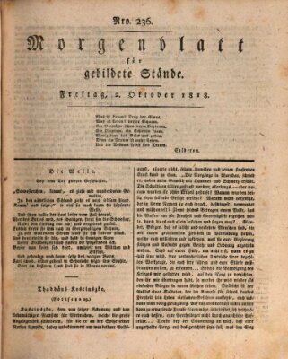 Morgenblatt für gebildete Stände Freitag 2. Oktober 1818