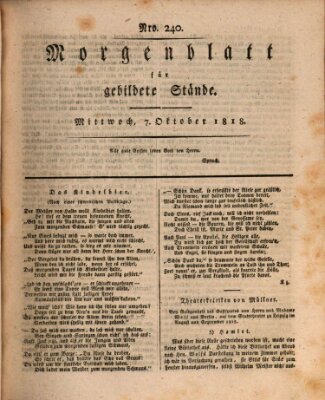 Morgenblatt für gebildete Stände Mittwoch 7. Oktober 1818