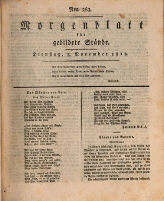 Morgenblatt für gebildete Stände Dienstag 3. November 1818