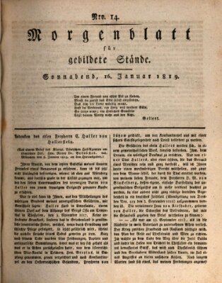 Morgenblatt für gebildete Stände Samstag 16. Januar 1819