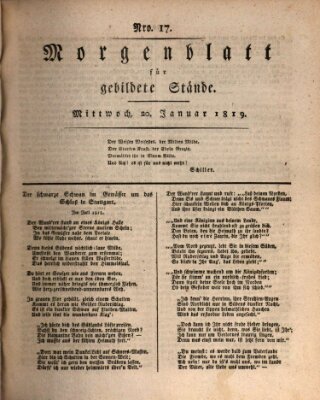 Morgenblatt für gebildete Stände Mittwoch 20. Januar 1819