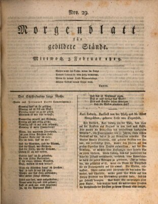 Morgenblatt für gebildete Stände Mittwoch 3. Februar 1819