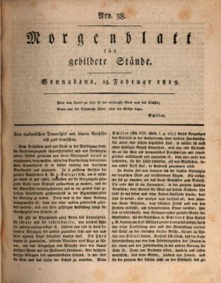 Morgenblatt für gebildete Stände Samstag 13. Februar 1819