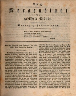 Morgenblatt für gebildete Stände Montag 15. Februar 1819