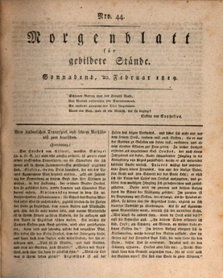 Morgenblatt für gebildete Stände Samstag 20. Februar 1819