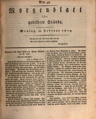 Morgenblatt für gebildete Stände Montag 22. Februar 1819