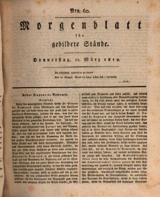 Morgenblatt für gebildete Stände Donnerstag 11. März 1819