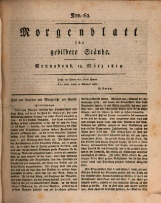 Morgenblatt für gebildete Stände Samstag 13. März 1819