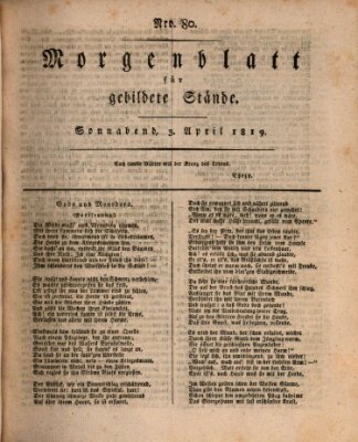 Morgenblatt für gebildete Stände Samstag 3. April 1819