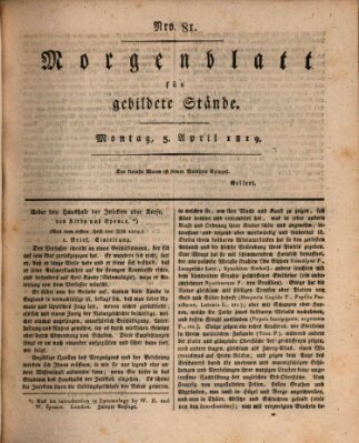 Morgenblatt für gebildete Stände Montag 5. April 1819