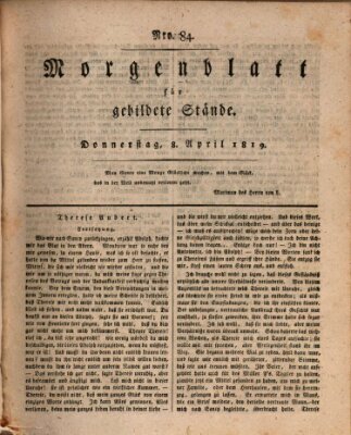 Morgenblatt für gebildete Stände Donnerstag 8. April 1819