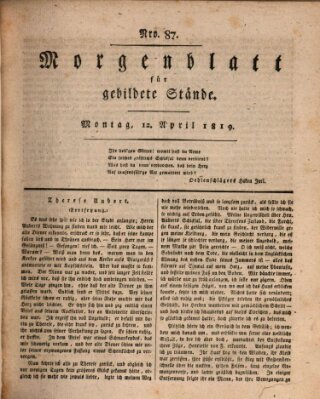 Morgenblatt für gebildete Stände Montag 12. April 1819