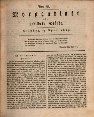 Morgenblatt für gebildete Stände Dienstag 13. April 1819