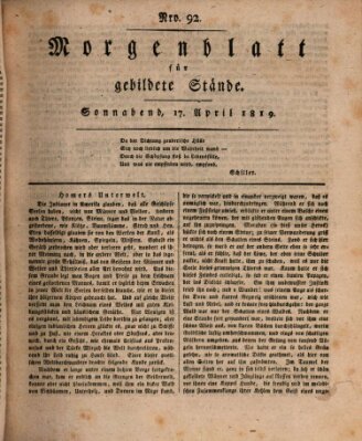 Morgenblatt für gebildete Stände Samstag 17. April 1819