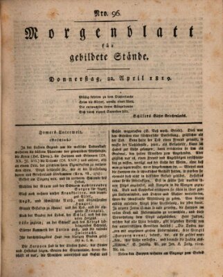 Morgenblatt für gebildete Stände Donnerstag 22. April 1819