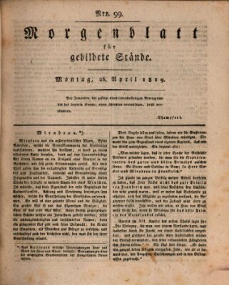 Morgenblatt für gebildete Stände Montag 26. April 1819