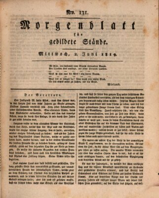 Morgenblatt für gebildete Stände Mittwoch 2. Juni 1819