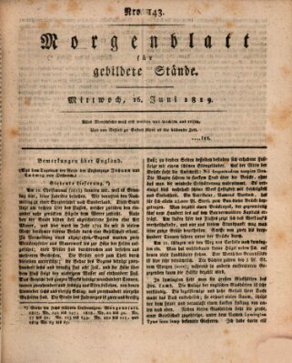 Morgenblatt für gebildete Stände Mittwoch 16. Juni 1819