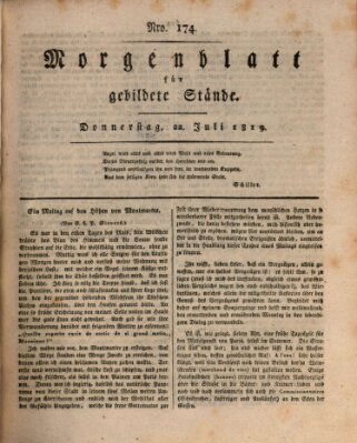 Morgenblatt für gebildete Stände Donnerstag 22. Juli 1819