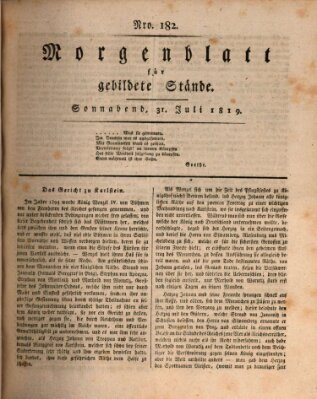 Morgenblatt für gebildete Stände Samstag 31. Juli 1819
