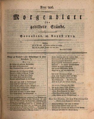 Morgenblatt für gebildete Stände Samstag 28. August 1819