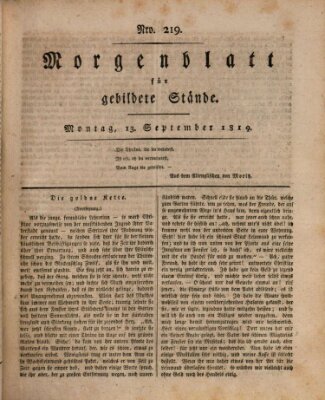 Morgenblatt für gebildete Stände Montag 13. September 1819