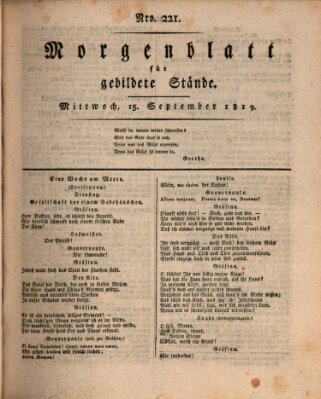 Morgenblatt für gebildete Stände Mittwoch 15. September 1819