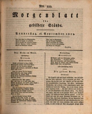 Morgenblatt für gebildete Stände Donnerstag 16. September 1819