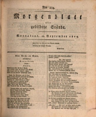 Morgenblatt für gebildete Stände Samstag 18. September 1819