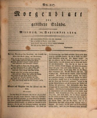 Morgenblatt für gebildete Stände Mittwoch 22. September 1819