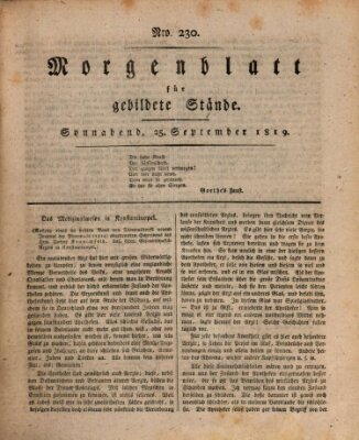 Morgenblatt für gebildete Stände Samstag 25. September 1819