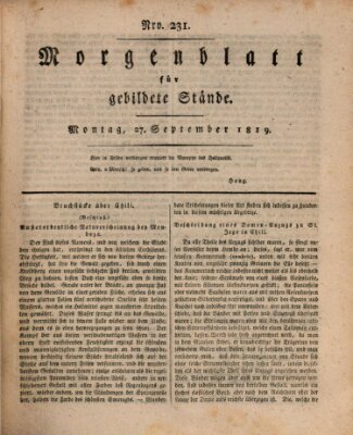 Morgenblatt für gebildete Stände Montag 27. September 1819