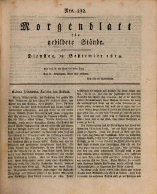 Morgenblatt für gebildete Stände Dienstag 28. September 1819