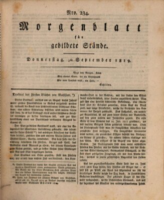 Morgenblatt für gebildete Stände Donnerstag 30. September 1819