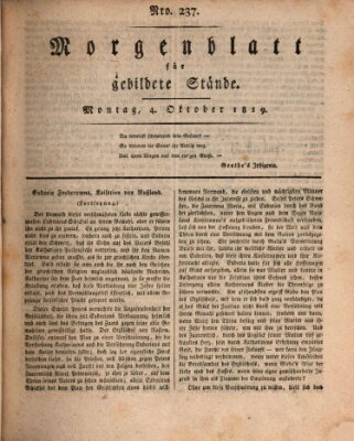 Morgenblatt für gebildete Stände Montag 4. Oktober 1819