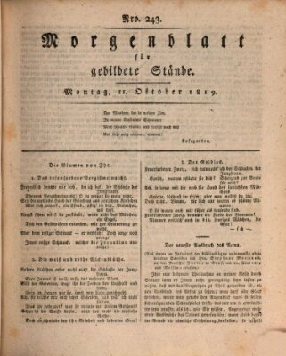 Morgenblatt für gebildete Stände Montag 11. Oktober 1819