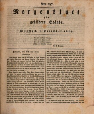 Morgenblatt für gebildete Stände Mittwoch 1. Dezember 1819