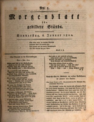 Morgenblatt für gebildete Stände Donnerstag 6. Januar 1820