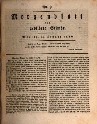 Morgenblatt für gebildete Stände Montag 10. Januar 1820