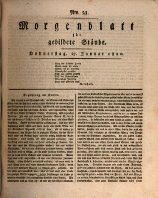 Morgenblatt für gebildete Stände Donnerstag 27. Januar 1820