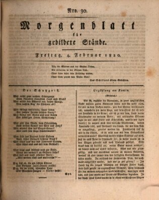 Morgenblatt für gebildete Stände Freitag 4. Februar 1820