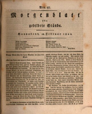 Morgenblatt für gebildete Stände Samstag 12. Februar 1820