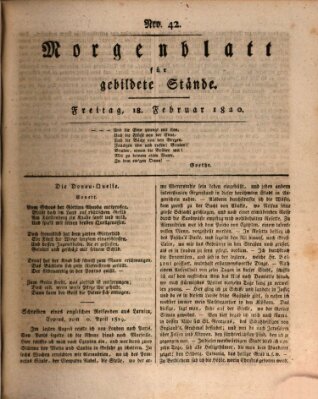 Morgenblatt für gebildete Stände Freitag 18. Februar 1820