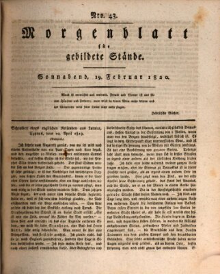 Morgenblatt für gebildete Stände Samstag 19. Februar 1820