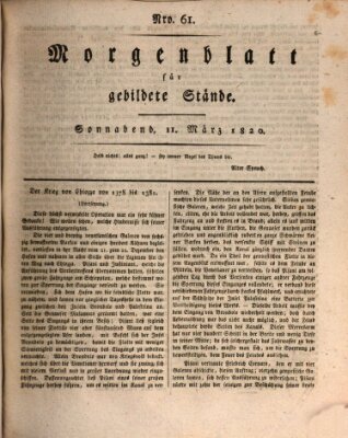 Morgenblatt für gebildete Stände Samstag 11. März 1820