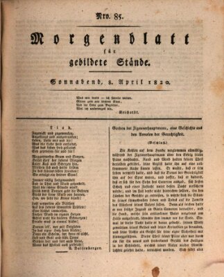 Morgenblatt für gebildete Stände Samstag 8. April 1820